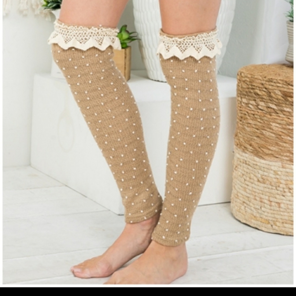 Polka Dot Crochet Lace Leg Warmers, Over the knee Boot Toppers